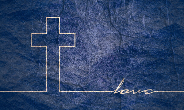 Christianity concept illustration. Cross and love word