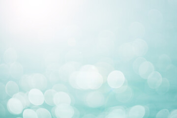 Turquoise blur bokeh leaf empty space background concept for modern eco spring banner, decoration christian card, retro bio green. Vintage pastel blue color cyan shade wallpaper.
