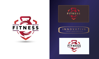 Wall Mural - physical fitness logo design template with arrow icon, symbol vector illustration design template