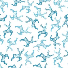 Abstract Decoration Winter Blue Deer Vector Illustration Pattern