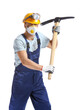 © Pixel-Shot - Miner man with pick axe on white background