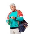 © Pixel-Shot - Sporty senior man with bag and bottle of water on white background