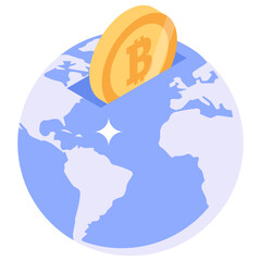 Wall Mural - box with cryptocurrency, bitcoin donation in isometric style