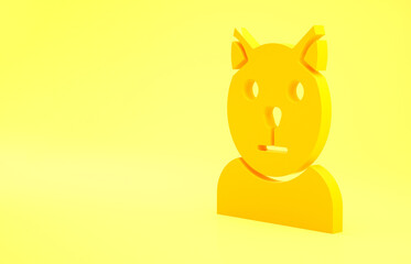 Sticker - Yellow Cat icon isolated on yellow background. Animal symbol. Minimalism concept. 3d illustration 3D render.