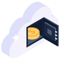 Poster - 
Virtual deposit vault, isometric icon of cloud locker 
