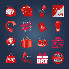 Canvas Print - boxing day, christmas seasonal offer celebration and promotion icons set