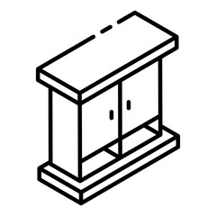 Poster - 
Office cabinet icon in glyph isometric style 
