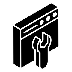 Sticker - 
Technical upgrading concept, glyph isometric icon of web repairing 
