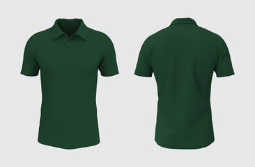 Sticker - Blank collared shirt mockup, front, side and back views, tee design presentation for print, 3d rendering, 3d illustration