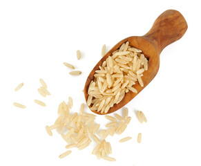 Wall Mural - brown rice isolated on white background