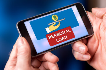 Sticker - personal loan concept on a smartphone