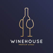 Wine Logo With Wine Bottle And Wineglass