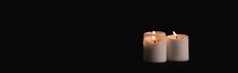 Burning Candles On Black , Funeral Concept, Banner