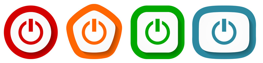 Leinwandbilder - Set of flat design vector power buttons, switch symbol illustration in eps 10