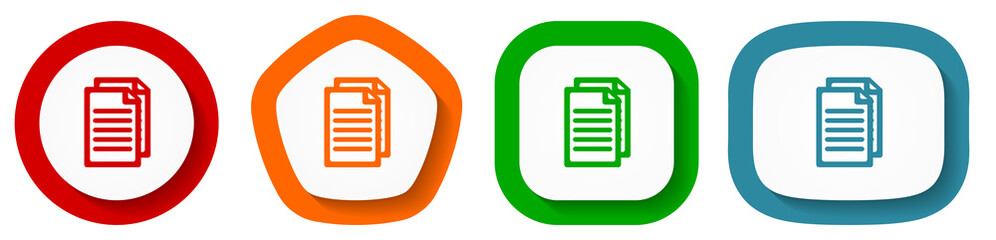 Aufkleber - Set of flat design vector document icons, peper symbol illustration in eps 10