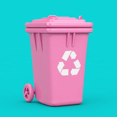Poster - Recycle Sign Pink Garbage Trash Bin in Duotone Style. 3d Rendering