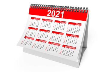 Aufkleber - 2021 Year Desktop Calendar. 3d Rendering