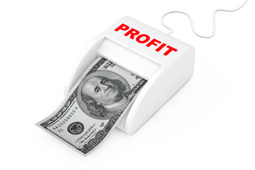 Poster - Make Money with Profit Concept. Money Maker Profit Machine with Dollars Banknote. 3d Rendering
