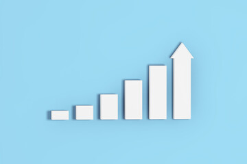 Fototapete - Growing Bars and Arrow Chart Graph Diagram. 3d Rendering