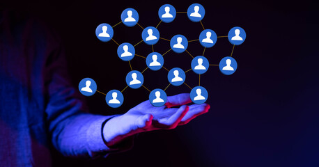 business people silhouettes network team