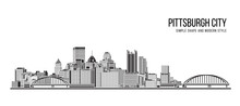 Cityscape Building Abstract Simple Shape And Modern Style Art Vector Design - Pittsburgh City
