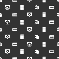 Set UI or UX design, , Web development and Sketchbook album on seamless pattern. Vector.