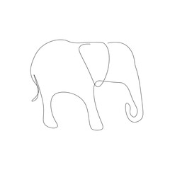 Elephant silhouette drawing on white background. Vector illustration