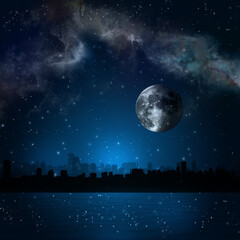 Wall Mural - starfield city skyline christmas