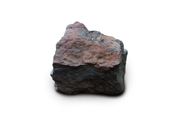 Hematite iron ore stone isolated on white background.