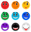 © Evgeniya_Rodina - Vector set of emoticons in the colors of the rainbow. Funny faces, smiles, positive emotions and different colors. Isolated kit on a white background