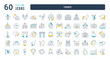 Set of linear icons of France