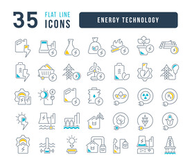 Wall Mural - Set of linear icons of Energy Technology