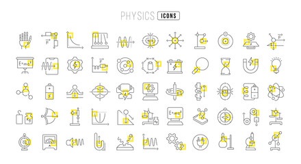 Wall Mural - set of linear icons of physics