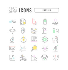 Wall Mural - set of linear icons of physics