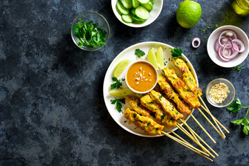 Canvas Print - Chicken satay with peanut sauce