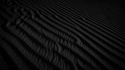 Wall Mural - Black Sand dune. Black Sand beach macro photography. Background, texture, wave pattern of oceanic sand on the beach, black. Texture of beach sand. Black beach.