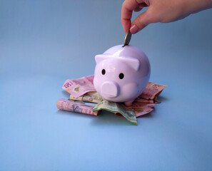 Piggy bank saving money, concept finance