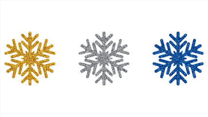 Wall Mural - Set of glitter snowflakes. Christmas, new year design. Vector illustration