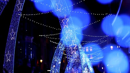 Sticker - A Christmas lights on Molton Street, a major road in the City of Westminster in the West End of London, UK