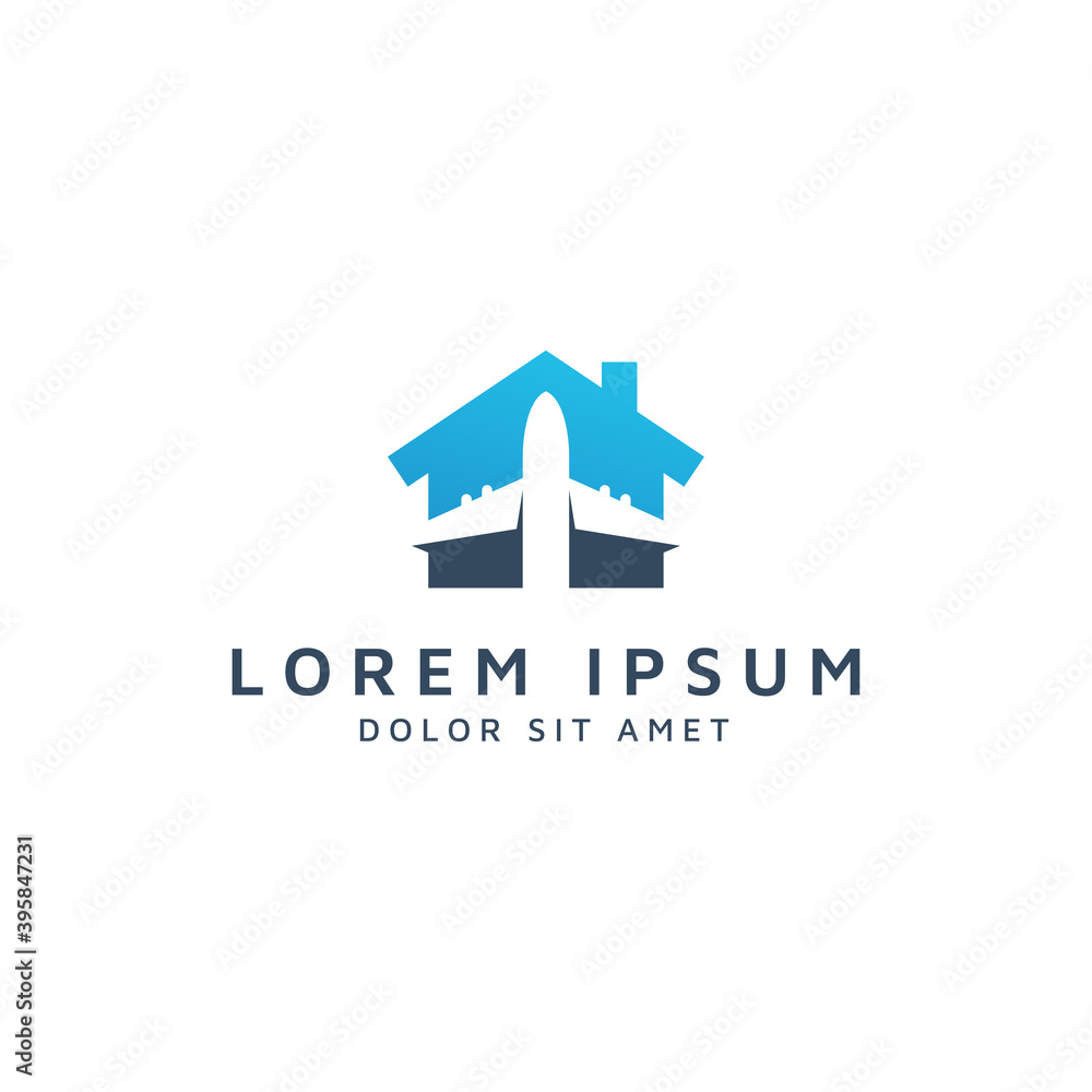 building and plane negative space logo design Stock Vector | Adobe Stock