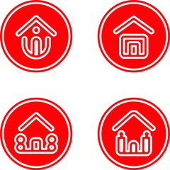 Poster - Home icon or logo on a red background for the presentation purpose of the website mobile app