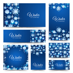 Blue Banner with Snowflake Background Collection