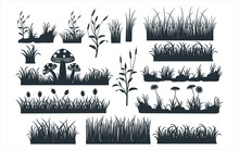 Assorted Grass And Grass Field Vector Graphic Design Template Set For Sticker, Decoration, Cutting And Print File