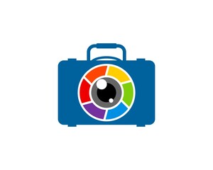 Poster - Travel bag with rainbow lens camera inside