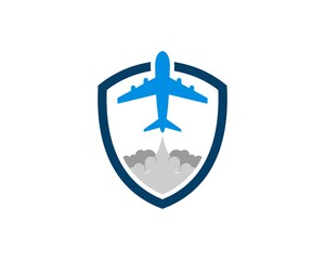 Poster - Simple shield with flying plane inside