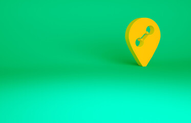 Sticker - Orange Location gym icon isolated on green background. Minimalism concept. 3d illustration 3D render.