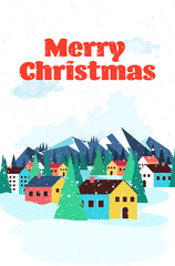 Wall Mural - merry christmas happy new year winter holidays celebration concept greeting card landscape background vertical vector illustration