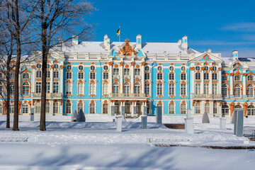 catherine palace and park in winter, tsarskoe selo (pushkin), saint petersburg, russia