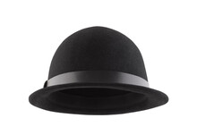 Black Bowler Hat Isolated On White Background With Clipping Path