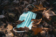 © SCTProjects - mask in the middle of of dry autumn leaves